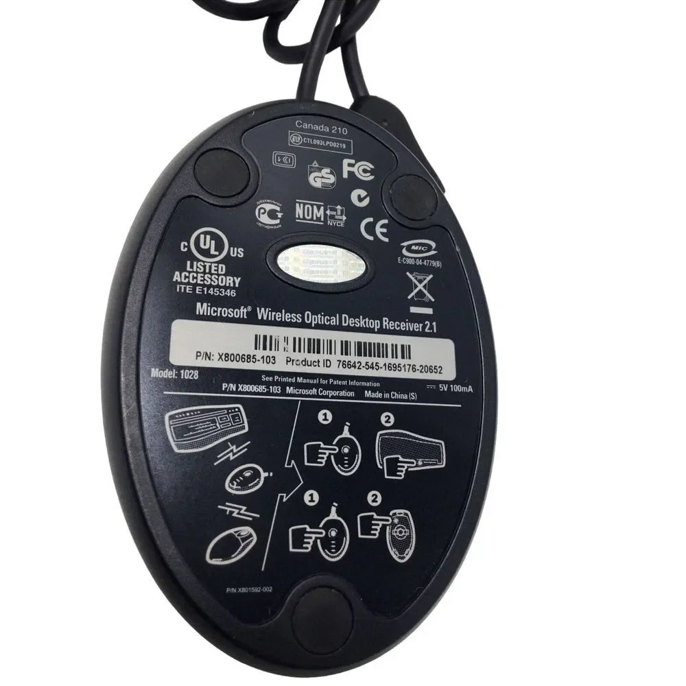 Microsoft Dongle 1028 Black Wireless Desktop Mouse Keyboard Receiver 3.1.